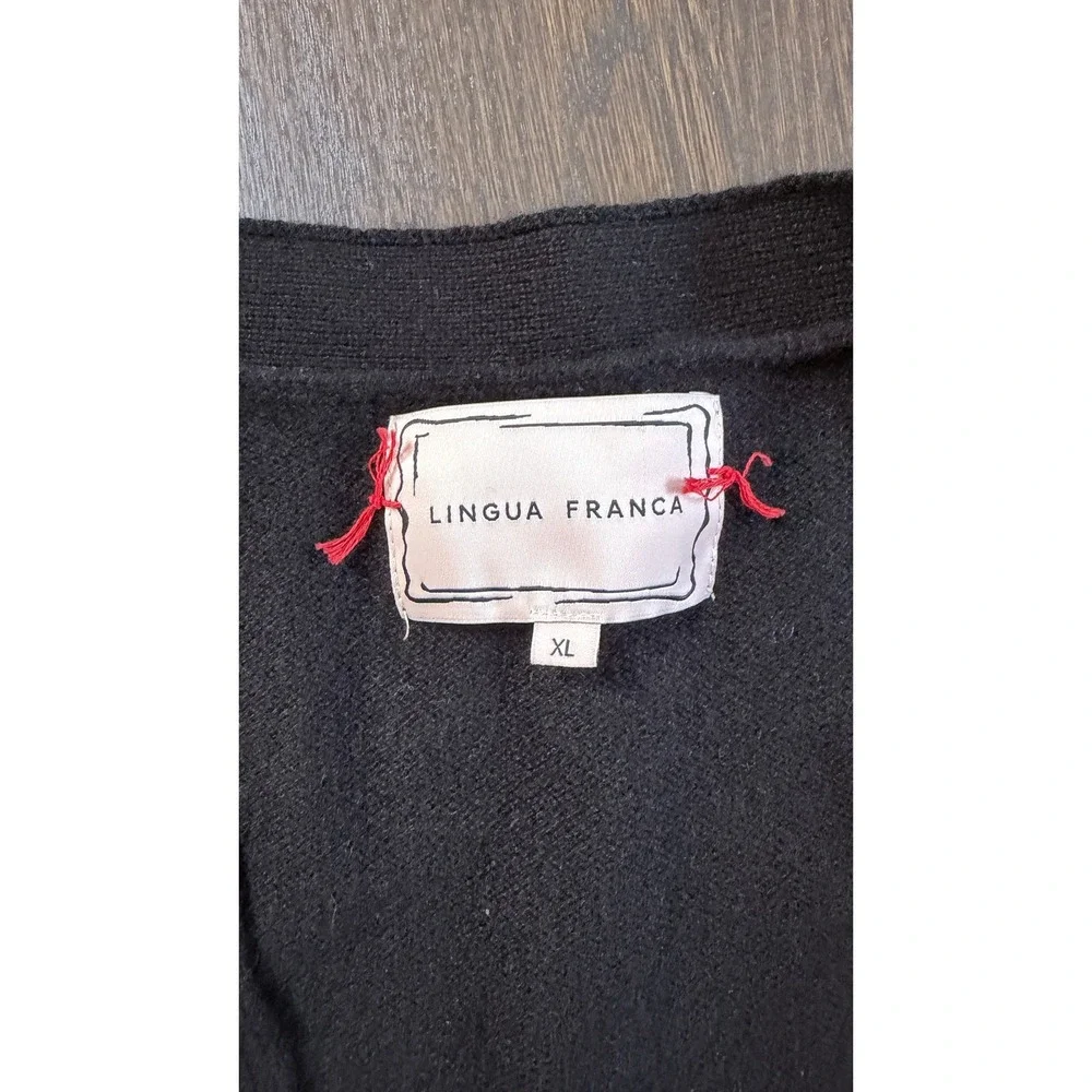 NEW Lingua Franca Black 100% Cashmere I Love NY Hand Stitched Cardigan XL - Picture 8 of 8